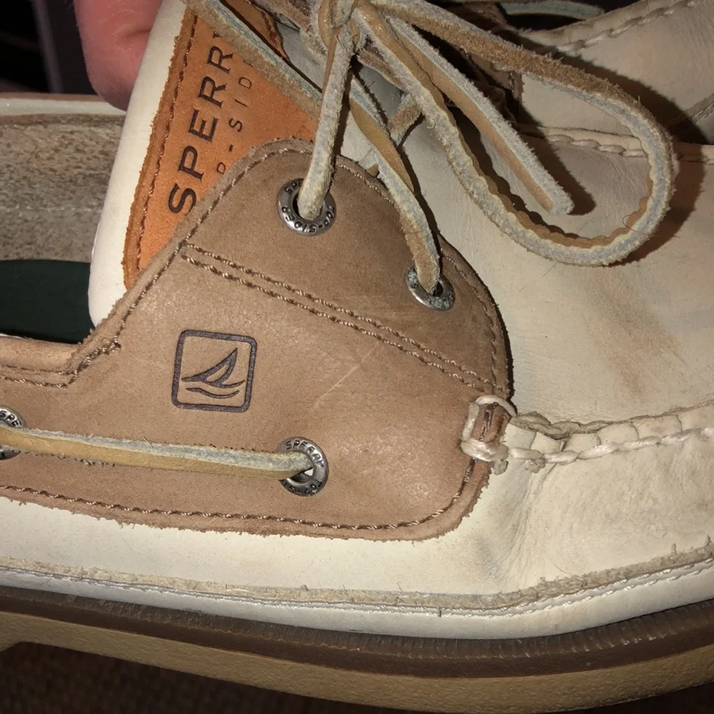Sperry off white and tan leather Top Siders